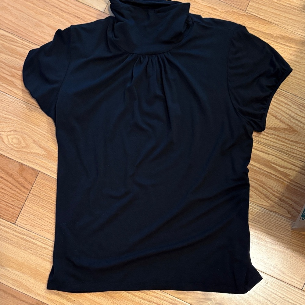 August Silk Black Short Sleeve Top